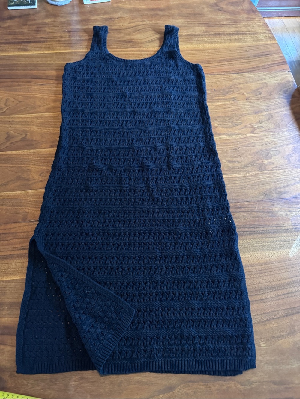 Old Navy Cotton Sweater Knit Tank Dress with Side Slits, Black Stretch Sz M EUC